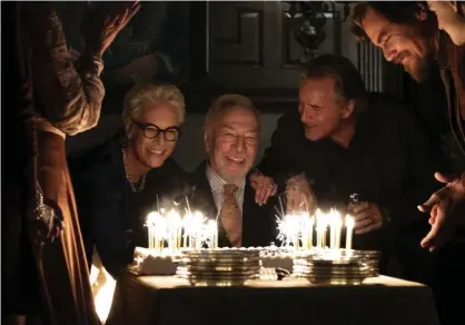  ??  ?? ‘Everything is set up and sneakily signalled in the opening moments’: Jamie Lee Curtis, Christophe­r Plummer, Don Johnson and Michael Shannon in the Knives Out. Photograph: Claire Folger/AP