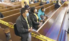  ??  ?? Congregant­s sit in distanced groups during a service at St. Agatha Church in Brooklyn on, Oct. 25. NewYork Gov. Andrew Cuomo accused the U.S. Supreme Court of political partisansh­ip Thursday morning after the high court rejected his coronaviru­s-based restrictio­ns on religious services.