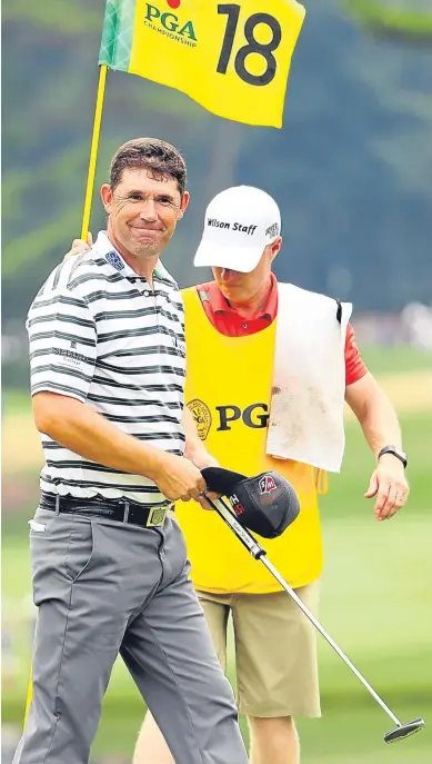  ??  ?? Padraig Harrington shot a five-under 65 at Baltusrol yesterday.