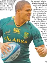  ??  ?? WAITING IN WINGS: Juan de Jongh could line up against the hard-hitting Samoans if De Villiers is unfit to play