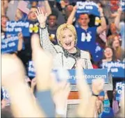  ?? AP ?? Democratic presidenti­al candidate Hillary Clinton after winning the South Carolina primary in Columbia on Saturday night.