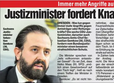  ??  ?? Sachsens Justizmini­ster Sebastian Gemkow (38, CDU).