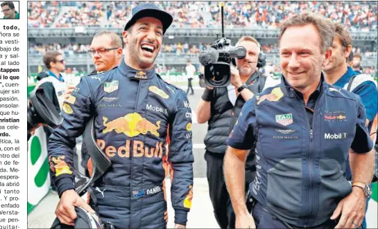  ??  ?? SONRIENTE. Cuando Verstappen se imaginaba con su primera pole, llegó Ricciardo y se la arrebató en el último instante. Así sonreía luego.