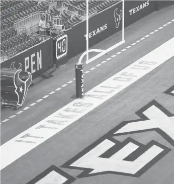  ?? ?? “It Takes All Of Us” is painted on NFL end zones this season as part of the league’s Inspire Change platform. In the fallout since