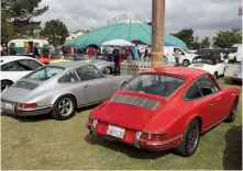  ??  ?? Far left: Our good friends at Pursang356 (on Instagram) cruised to the show in this neat 911 and 912 duo