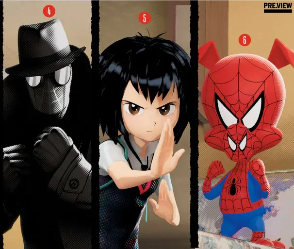  ??  ?? The colourful characters of the alternate Spider-verse.