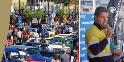  ?? ?? FAR LEFT: The Oceanagold sponsored, Gowaihi Beach Hop Warm-up Party in March.
LEFT: Matt Hine, General Manager, presenting the Miner’s Choice Award for Best Hot Rod.