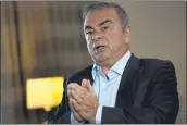  ?? HUSSEIN MALLA — THE ASSOCIATED PRESS ?? Fugitive ex-auto magnate Carlos Ghosn speaks during an interview in Dbayeh, north of Beirut, Lebanon, on Tuesday.