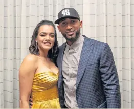  ?? GETTY IMAGES ?? Red Sox infielder Eduardo Nunez and his fiancee attend the Pedro Martinez Foundation third annual gala on Friday.