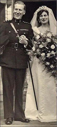  ??  ?? Wedding day: Major Fyfe marries his wife Esme in 1951