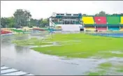  ?? HT PHOTO ?? Waterlogge­d Green Park on the eve of Duleep Trophy tie.