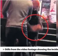  ??  ?? &gt; Stills from the video footage showing the incident at Coyote Ugly in Cardiff