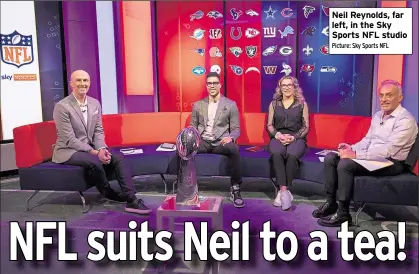  ?? Picture: Sky Sports NFL ?? Neil Reynolds, far left, in the Sky Sports NFL studio