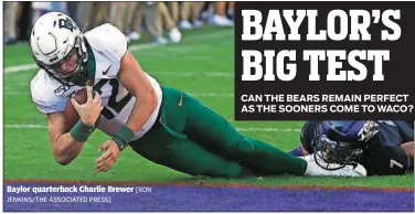  ?? JENKINS/THE ASSOCIATED PRESS] [RON ?? Baylor quarterbac­k Charlie Brewer