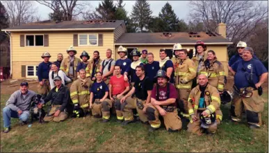  ?? SUBMITTED PHOTO ?? In November 2017, Longwood and Po-Mar-Lin firefighte­rs smile, united, after concluding a joint training session at an acquired structure in Chester County.