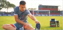  ??  ?? Igor Angulo, Striker for FC Goa, warming up before a practice session