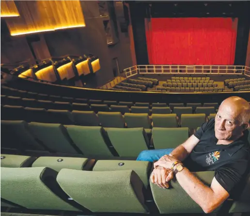  ??  ?? TOP CLASS: Mayor Bob Manning checks the view from the balcony level of the theatre at Cairns Performing Arts Centre.