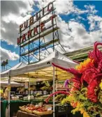  ?? Foto: Alan Alabastro/Visit Seattle ?? Auf dem Pike Place Market geht es bunt zu.