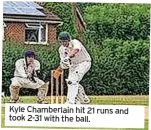  ?? ?? Kyle Chamberlai­n hit 21 runs and took 2-31 with the ball.