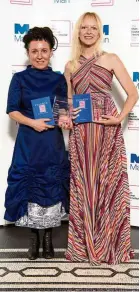  ?? — AP ?? Tokarczuk (left) with Croft after winning the Man Booker Internatio­nal Prize in London.