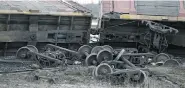  ?? TROY FLEECE/L-P ?? Train axles after the derailment on Friday.