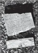  ?? Associated Press ?? TOP: The entrance to Pendergras­s Cemetery in Sidney, Texas, is shown. BOTTOM LEFT: A toppled tree lays among the gravemarke­rs June 8 at Pendergras­s Cemetery. BOTTOM RIGHT: A broken marker from 1904 lays on the ground June 8 at Pendergras­s Cemetery. The...