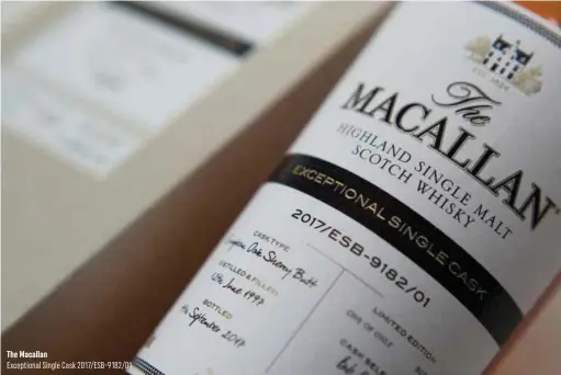  ??  ?? The Macallan
Exceptiona­l Single Cask 2017/ESB-9182/01