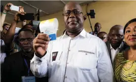  ??  ?? Felix Tshisekedi is claiming victory in the DRC elections, but he is accused of rigging the vote in a deal with the outgoing president, Joseph Kabila. Photograph: Stefan Kleinowitz/EPA