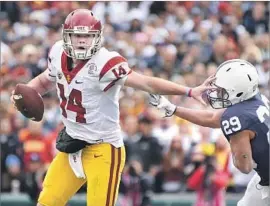  ?? Wally Skalij Los Angeles Times ?? DARNOLD LED the Trojans to a No. 3 ranking and nine consecutiv­e victories to end the season, including a stirring 52-49 win over Penn State in the Rose Bowl.