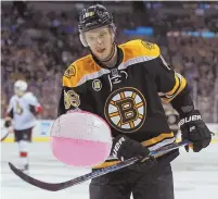  ??  ?? ON THE BUBBLE: David Pastrnak — shown during the playoff series loss to Ottawa in April — still hasn’t settled his contract issue for next season, and could be the latest youngster to depart the Bruins early in his career. STAFF FILE PHOTO BY MATT STONE