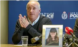  ??  ?? Above: Grace Millane’s father, David Millane, speaks to media at the Auckland Central Police Station on Friday.Below: Police cordon off an area along Scenic Drive in Auckland’s Waitakere Ranges in the search for British tourist Grace Millane.