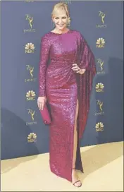  ?? Allen J. Schaben Los Angeles Times ?? ALLISON JANNEY can thank Prabal Gurung for her eye-popping purple sequin-covered number.