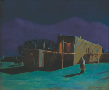  ?? COURTESY IMAGE ?? ‘Moonlight’ painting by Albert Looking Elk. Collection of the Millicent Rogers Museum.