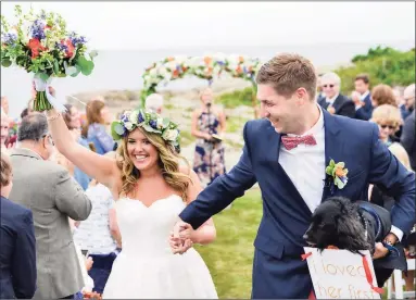  ?? E-Bration / Contribute­d photo ?? Shea and Jeff Cohen in 2018 after their wedding vows in Ogunquit, Maine. The Monroe couple have launched a website called E-Bration, which provides a central depository for digital cards and mementos pegged to life events, as well as the ability to send commemorat­ive cards, invites and cash gifts.