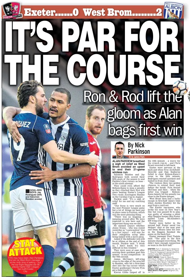  ??  ?? moved into the League Two play-off places with a 4-0 victory over struggling the Wham Stadium.
Mark Hughes and Sean McConville scored before half-time, with an Aaron Ramsdale own goal and Billy Kee completing the rout.
Reuben Reid fired the winner on...