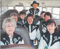 ?? SUBMITTED PHOTO/MONETTE BURNETT ?? Monette Burnett, wearing the hat, and other members of the Step ‘N Style Line-Dancing Group are on the bus as they prepare to depart for the first BridgeFest, which was held in 1997.