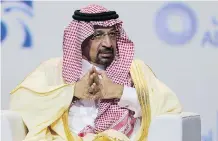  ?? KAMRAN JEBREILI/THE ASSOCIATED PRESS ?? Saudi Energy Minister Khalid Al-Falih said Monday that oil producers need to cut about one million barrels a day from October production levels after the swift fall of prices.