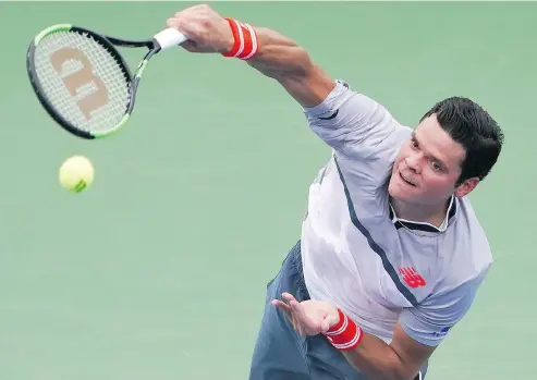  ?? JOHN MINCHILLO / THE ASSOCIATED PRESS ?? Milos Raonic leapfrogge­d four spots to 25th in the ATP world rankings after a strong showing at the Masters 1000 event in Cincinnati last week.