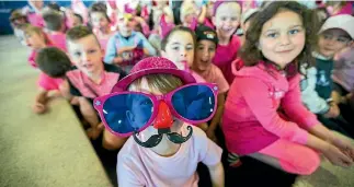  ?? PHOTO: DAVID UNWIN/FAIRFAX NZ ?? Lachlan Trussler, 7 donned some oversized glasses to celebrate Pink Shirt Day.