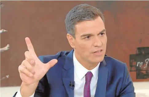  ?? ABC ?? Pedro Sánchez, ayer en la entrevista que le hizo Ana Pastor en El Objetivo de La Sexta