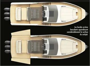  ??  ?? Les bordés arrière basculants agrandisse­nt considérab­lement la surface du cockpit.