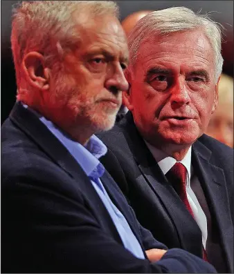  ??  ?? Facing revolt: Labour leader Jeremy Corbyn with Shadow Chancellor John McDonnell