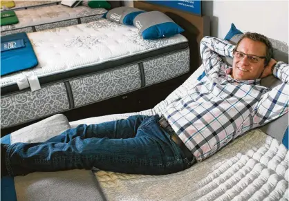  ?? Brett Coomer / Houston Chronicle ?? Scott Thaler joined Mattress Firm this month as chief marketing officer as the firm fights off bed-in-a-box competitio­n.