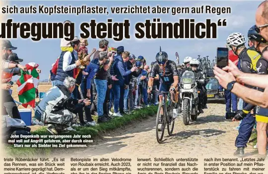  ?? ?? John Degenkolb war vergangene­s Jahr noch mal voll auf Angriff gefahren, aber durch einen Sturz nur als Siebter ins Ziel gekommen.