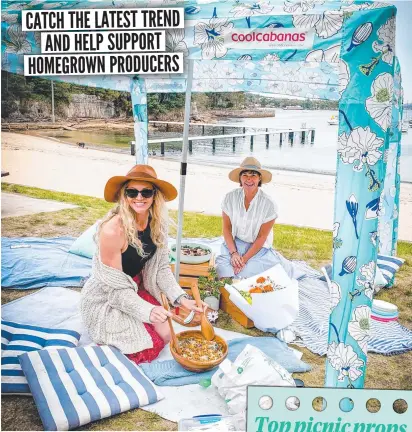  ??  ?? Renae Grady, right, enjoys a picnic with friend Emily Khashoggi; below, pretty props add charm. Pictures: MARIEKE LEE