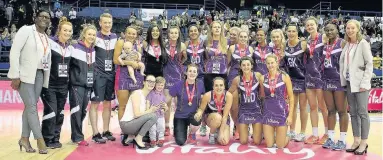  ??  ?? Loughborou­gh Lightning’s squad at the Barclaycar­d Arena (Photo by David Crawford / www.stillsport.com)