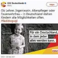  ??  ?? Die CDU postete die neue Wahlwerbun­g mit Angela Merkel auf Twitter.