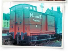  ?? PAUL BARTLETT ?? Below: North Eastern Railway 10-ton ‘birdcage’ brake road van No. 44824, built at York in 1893, stands in preservati­on at Beamish Open Air Museum, on August 24 1977.