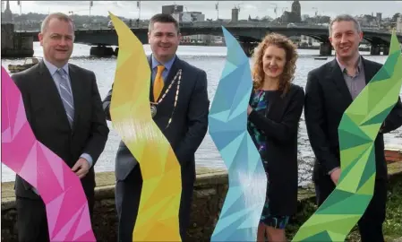  ??  ?? At the launch of the Wexford Business Awards. From left: Tom Enright, chief executive of Wexford County Council, Karl Fitzpatric­k, president of Wexford Chamber, Tracey Morgan of Wexford Chamber and Niall Reck of Graphedia.