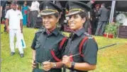  ?? HT PHOTO ?? Lieutenant­s Swati Mahadik and Nidhi Dubey